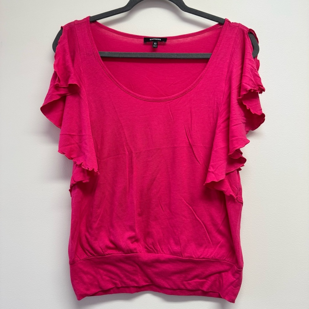 Express Pink Ruffle Sleeve Blouse Size XS